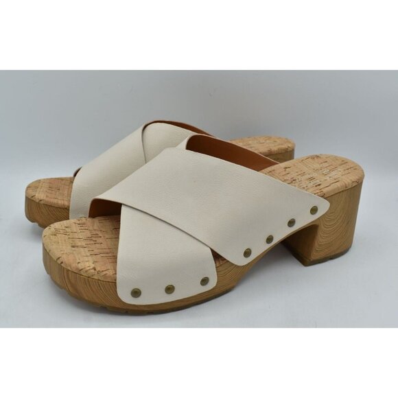 Kork Ease Womens Size 10 Tatum White Full Grain Leather Heeled Platform Sandals